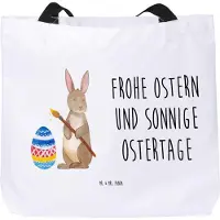 Mr. & Mrs. Panda Shopper Hase Eier Malen - Weiß - Geschenk, Ostergrüße, Frohe Ostern, Kaninchen, Büchertasche, Laptoptasche, Strandtasche, Einkaufstasche, Osterhase