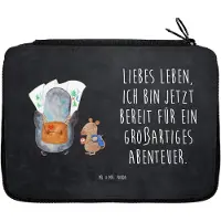 Mr. & Mrs. Panda Etui Pinguin & Maus Wanderer - Kreidetafel - Geschenk, Wandern, Schlampermäppchen, Federtasche, Bleistiftetui, Federmäppchen, Mäppchen, Ausflug, Roadtrip