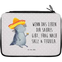 Mr. & Mrs. Panda Mäppchen Axolotl Tequila - Grau Pastell - Geschenk, Schlampermäppchen, Party, Schreibmappe, Urlaub, Spruch, Bleistiftetui, Motivation, trinken