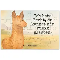 Mr. & Mrs. Panda Puzzle Lamakopf Genervt Design 24 Teile - Weiß - Geschenk, Freundin, Lama, Recht haben, 1500, 2000, Legespiel, Beste, 500, Lamas, Büro, Puzzlespiel