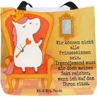 Mr. & Mrs. Panda Strandtasche Einhorn Prinzessin Design - Weiß - Geschenk, Reisetasche, Tote Bag, Geburtstagsgeschenk, Laptoptasche, Unicorn, Monat, Schultasche, Tasche