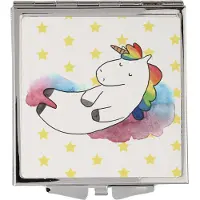 Mr. & Mrs. Panda Schminkspiegel Einhorn Wolke 7 - Weiß - Geschenk, Verliebt, Unicorn, Einhörner, Glaube, Menschen, Handspiegel, Kleiner Spiegel, Lustig, Kosmetikspiegel