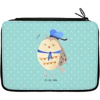 Mr. & Mrs. Panda Federmappe Eule Matrose - Türkis Pastell - Geschenk, Schuletui, Mäppchen, Federtasche, Owl, Heimathafen, Bleistiftetui, Federmäppchen, Kapitän, Freundin