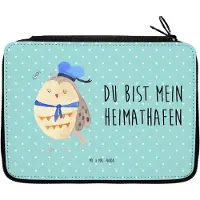 Mr. & Mrs. Panda Bleistiftetui Eule Matrose - Türkis Pastell - Geschenk, Owl, Mäppchen, Etui, Federmappe, Federmäppchen, Freundin, Seefahrer, Verliebt, Schlampermäppchen