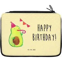 Mr. & Mrs. Panda Schreibmappe Avocado Geburtstag - Gelb Pastell - Geschenk, Happy Birthday, Mäppchen, Frucht, Alles Gute, Etui, Federmäppchen, Schlampermäppchen, Feier