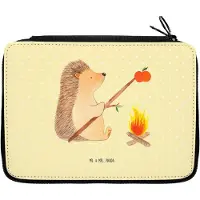 Mr. & Mrs. Panda Bleistiftetui Igel Grillen - Gelb Pastell - Geschenk, Schlampermäppchen, Ziele, Etui, Stifteetui, Lustige Sprüche, Mäppchen, Federmäppchen, Motivation