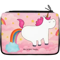 Mr. & Mrs. Panda Mäppchen Einhorn Pupsen Design - Weiß - Geschenk, Federtasche, reiseetui, Unicorn, Etui, Freundin, Regenbogen, Lustig, Spaß, Schlampermäppchen