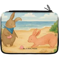 Mr. & Mrs. Panda Etui Hasen Muschel Design - Weiß - Geschenk, Urlaub, Federmäppchen, Schulmäppchen, Meer, Federtasche, BFF, Strand, Bleistiftetui, Muttertag, Federmappe