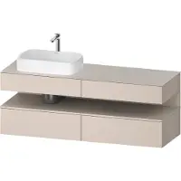 Duravit Qatego Konsolenwaschtischunterbau, 2 Auszüge, 2 Schubkästen, Ausschnitt links, 1600x550x600mm, Nische Taupe Supermatt, QA4777083910010
