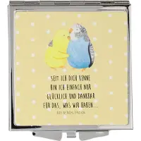 Mr. & Mrs. Panda Spiegel Für Unterwegs Nasenbär - Gelb Pastell - Geschenk, Lustige Sprüche, Kosmetikspiegel, Frauen, Schminkspiegel, Rüsselbär, Reisespiegel, Nasenbären