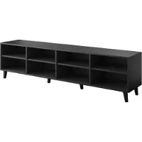 Furniture24 Fernsehschrank Asti Tv-Lowboard 200X52X42 Cm Tv Schrank Schwarz Matt Gefräste Front Aus Mdf-Platte