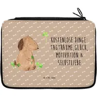 Mr. & Mrs. Panda Stifteetui Hund Kleeblatt - Hundeglück - Geschenk, Glück, Etui, Schlampermäppchen, Federmäppchen, Sprüche, Federtasche, Mäppchen, Federmappe, Liebe