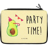 Mr. & Mrs. Panda Federmappe Avocado Party Zeit - Gelb Pastell - Geschenk, Schlampermäppchen, Geburtstag, Etui, Federtasche, Bleistiftetui, Feier, Schlamper, Glücklich
