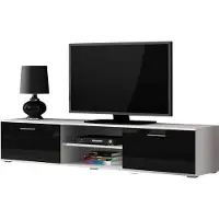 Furniture24 Tv Schrank SOHO 180, Lowboard, Unterschrank, 2 Türiger Weiß/Schwarz Hochglanz