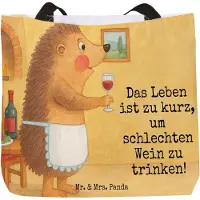 Mr. & Mrs. Panda Reisetasche Igel Wein Design - Weiß - Geschenk, Stoffbeutel, Tasche, Laptoptasche, Weißwein, Strandtasche, Statement-Tasche, Weinglas, Rotwein, Deko