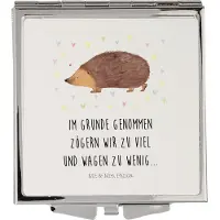 Mr. & Mrs. Panda Kosmetikspiegel Igel Herzen - Weiß - Geschenk, Kuss, Quadratischer Spiegel, Kleiner, Liebe, Herz, Reise, Schminkspiegel, Lustige Sprüche, Handspiegel