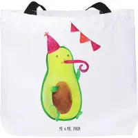 Mr. & Mrs. Panda Tote Bag Avocado Party Zeit - Weiß - Geschenk, Tragetasche, Schulabschluss, Beutel, Tasche, Laptoptasche, Stoffbeutel, Happy Birthday, Feier, Glücklich