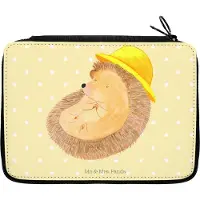 Mr. & Mrs. Panda Etui Igel Beten - Gelb Pastell - Geschenk, Genießen, Lustige Sprüche, Schlampermäppchen, Stiftemappe, Federmappe, Mäppchen, Leben, Federmäppchen, Gott