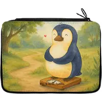 Mr. & Mrs. Panda Federmappe Pinguin Diät Design - Weiß - Geschenk, Federtasche, Mäppchen, Federmäppchen, Bleistiftetui, Schlampermäppchen, Pinguine, Motivation, Gewicht