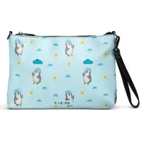 Mr. & Mrs. Panda Damenhandtasche Pinguin Duschen - Blau - Geschenk, Dusche, Singen, Clutch, Umhängetasche, Baden, Damen, Handtasche, Tasche, Duschkonzert, Motivation
