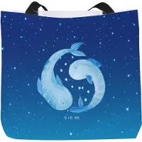 Mr. & Mrs. Panda Schultasche Sternzeichen Fische - Sternenhimmel Blau - Geschenk, Geburtstag März, Sternbild, Fisch, Februar, Tasche, Laptoptasche, Reisetasche, Tote Bag
