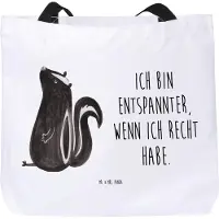 Mr. & Mrs. Panda Strandtasche Stinktier Sitzen - Weiß - Geschenk, Tragetasche, Skunk, Tasche, Recht, Wildtier, Reisetasche, Tote Bag, Spruch, Büro, Laptoptasche