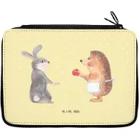 Mr. & Mrs. Panda Schlampermäppchen Hase Igel - Gelb Pastell - Geschenk, Etui, Lustige Sprüche, Federtasche, Trennungsschmerz, Bleistiftetui, Liebeskummer, Herzschmerz