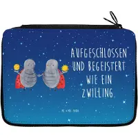 Mr. & Mrs. Panda Mäppchen Sternzeichen Zwilling - Sternenhimmel Blau - Geschenk, Zwillingsbruder, Bleistiftetui, Etui, Zwillinge, Glückskäfer, Federpenal, Marienkäfer