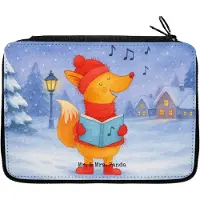 Mr. & Mrs. Panda Etui Fuchs Sänger Design - Weiß - Geschenk, Weihnachtslieder, Federtasche, Singen, Winter, Mäppchen, Heiligabend, für Stifte, Weihnachten, Federmäppchen
