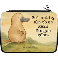 Mr. & Mrs. Panda Mäppchen Schnabeltier Mut Design - Weiß - Geschenk, Arbeit, Meer, Etui, Schlampermäppchen, Schnabeltiere, Lebensweisheit, Bleistiftetui, reiseetui