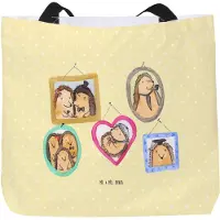 Mr. & Mrs. Panda Tote Bag Igel Familie - Gelb Pastell - Geschenk, Laptoptasche, Tragetasche, Muttertag, Tasche, Beutel, Bilder, Liebe, Strandtasche, Glück