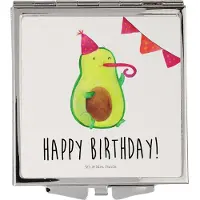 Mr. & Mrs. Panda Kosmetikspiegel Avocado Geburtstag - Weiß - Geschenk, Taschenspiegel, Party, Frucht, Handspiegel, Happy Birthday, Mini Spiegel, Schminkspiegel, klein