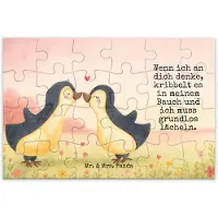 Mr. & Mrs. Panda Puzzle Pinguine Kuss Design 24 Teile - Weiß - Geschenk, Liebesbeweis, für Freundin, Valentinstag, 300, Puzzlespiel, Hochzeitstag, 500, Freund, Frauen