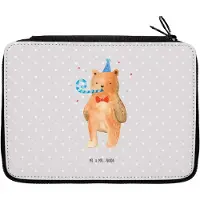 Mr. & Mrs. Panda Schreibmappe Bär Geburtstag - Grau Pastell - Geschenk, Alles Gute, Federmäppchen, Happy Birthday, Teddy, Glückwunsch, Federtasche, Etui für Stifte