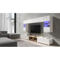 FURMEB Patryk Hojka Furmeb24 - CALABRINI 24 -Wohnwand , Schrankwand, LED-Gratis (Weiss)
