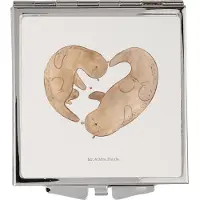 Mr. & Mrs. Panda Schminkspiegel Otter Herz - Weiß - Geschenk, Kosmetikspiegel, Taschenspiegel klappbar, Frauen Spiegel, Kleiner, Liebe, Hochzeitstag, Handspiegel