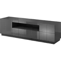 Furniture24 Lowboard Reja Tv Schrank Unterschrank Fernsehenschrank mit 2 Türen und 1 Schublade Hochglanz Graphite