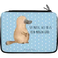 Mr. & Mrs. Panda Etui Schnabeltier Mut - Blau Pastell - Geschenk, Raodtrip, Federtasche, Bleistiftetui, Weltreise, Federmappe, Schüleretui, Schlampermäppchen, Training