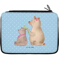 Mr. & Mrs. Panda Federtasche Bär Kind - Blau Pastell - Geschenk, Bleistiftetui, Familie, Etui, Bären, Mäppchen, Muttertag, Mama, Federmappe, Federmäppchen