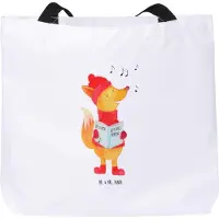 Mr. & Mrs. Panda Tote Bag Fuchs Sänger - Weiß - Geschenk, Einkaufstasche, Strandtasche, Tasche, Weihnachten, Winter, Stoffbeutel, Weihnachtslieder, Schultasche, Singen
