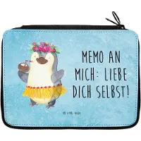 Mr. & Mrs. Panda Federmäppchen Pinguin Kokosnuss - Eisblau - Geschenk, Schreibmappe, Federtasche, Mäppchen, Schlampermäppchen, Federmappe, Urlaub, Ferien, Hawaii