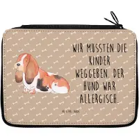 Mr. & Mrs. Panda Federmappe Hund Basset Hound - Hundeglück - Geschenk, Lustig, Etui, Mäppchen, Schreibmappe, Federmäppchen, Federtasche, Sprüche, Niedlich
