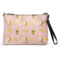 Mr. & Mrs. Panda Damentasche Biene Happy - Rosa - Geschenk, Tasche, Hummel, Damen Umhängetasche, Handtasche, Clutch