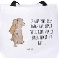 Mr. & Mrs. Panda Reisetasche Papa Bär - Weiß - Geschenk, Muttertag, Vatertag, Onkel, Tote Bag, Tasche, Strandtasche, Laptoptasche, Einkaufstasche, Geburtstag