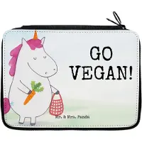 Mr. & Mrs. Panda Federmäppchen Einhorn Vegan Design - Weiß - Geschenk, Veganismus, Schlampermäppchen, Bleistiftetui, Federmappe, Rohkost, Gesund Leben, Etui, essen
