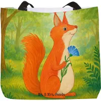 Mr. & Mrs. Panda Schultasche Eichhörnchen Blume Design - Weiß - Geschenk, Stoffbeutel, Lustige Sprüche, Motivation, Reisetasche, Spaß, Eichhorn, Lachen, Spruch Positiv