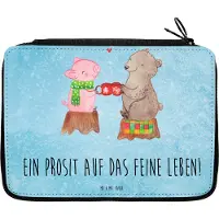 Mr. & Mrs. Panda Stifteetui Glühschwein Sause - Eisblau - Geschenk, Federmäppchen, Alles Gute, Weihnachtszeit, Schlampermäppchen, Prost, Schwein, Weihnachten, Etui, Bär
