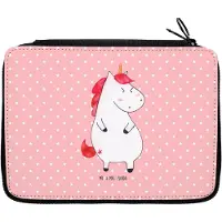 Mr. & Mrs. Panda Bleistiftetui Einhorn Wut - Rot Pastell - Geschenk, Stiftemappe, Nein, Arbeit, Spaß, Unicorn, Mäppchen, Federtasche, Etui, Einhörner, Federmäppchen
