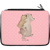 Mr. & Mrs. Panda Federmäppchen Papa Bär - Rot Pastell - Geschenk, Federtasche, Vatertag, Geburtstag, Mäppchen, Schlampermäppchen, Vater, Federmappe, Etui, Muttertag