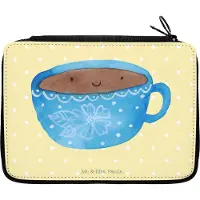 Mr. & Mrs. Panda Bleistiftetui Kaffee Tasse - Gelb Pastell - Geschenk, Lustige Sprüche, Mäppchen, Etui für Stifte, Liebe, Stifteetui, Geschmack, Glücklich, Genuss